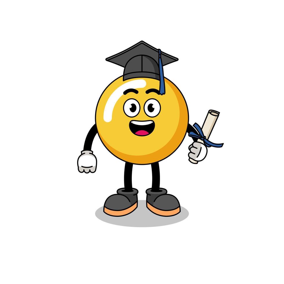 mascota de yema de huevo con pose de graduación vector