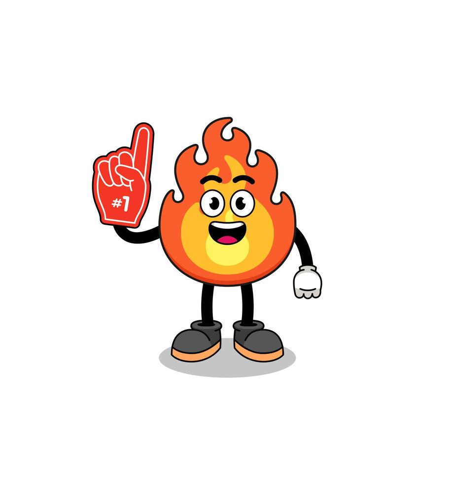 Cartoon mascot of fire number 1 fans vector