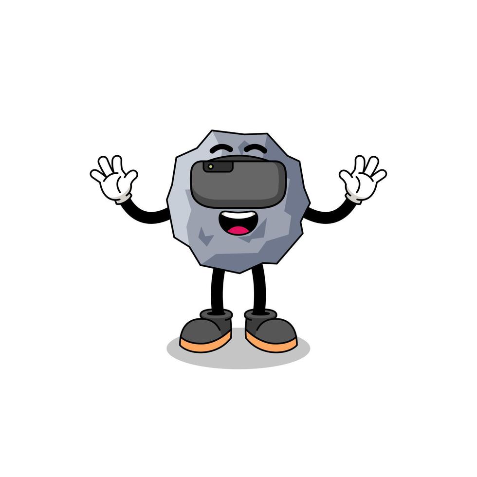 Illustration of stone with a vr headset vector