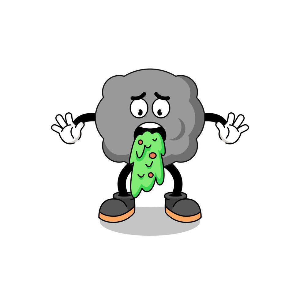 dark cloud mascot cartoon vomiting vector