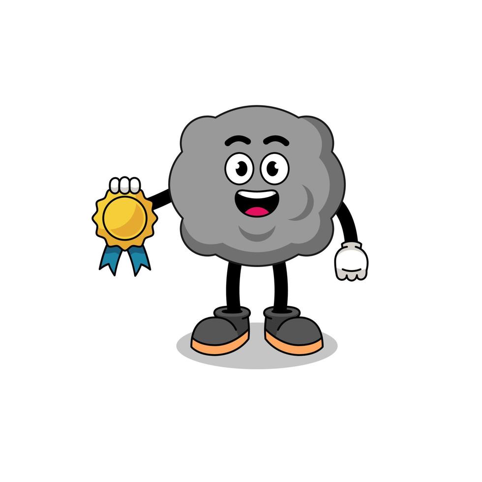 dark cloud cartoon illustration with satisfaction guaranteed medal vector