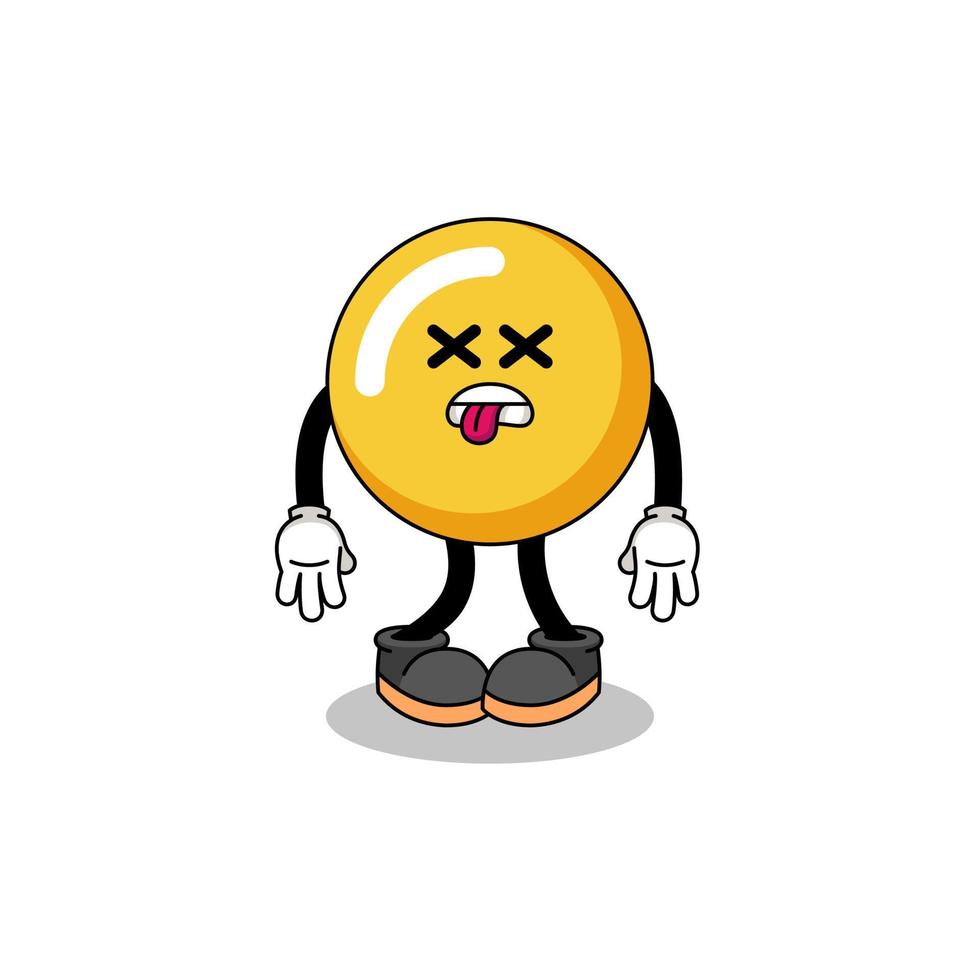 egg yolk mascot illustration is dead vector