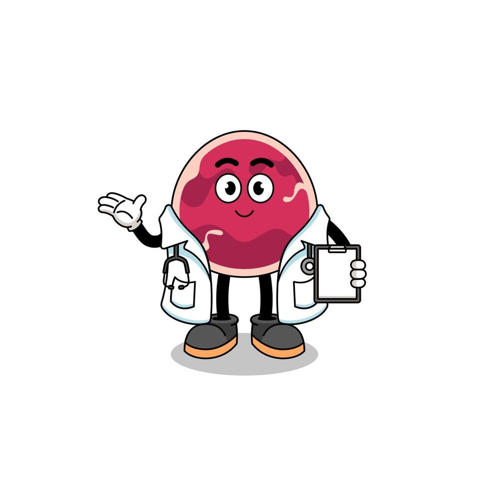 Cartoon mascot of meat doctor vector