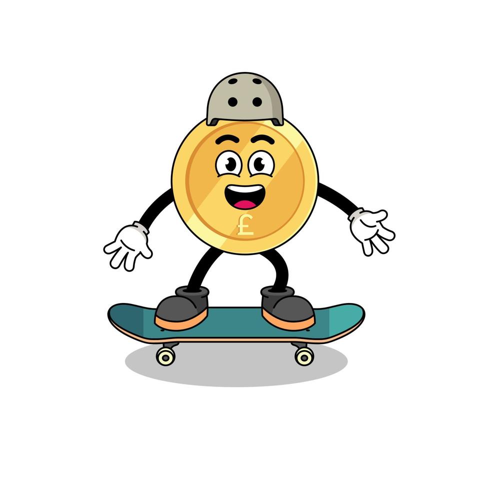 pound sterling mascot playing a skateboard vector