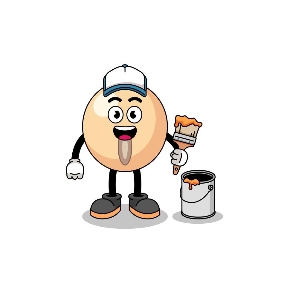 Character mascot of soy bean as a painter vector