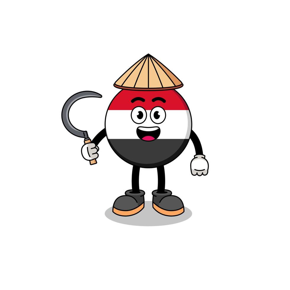 Illustration of yemen flag as an asian farmer vector
