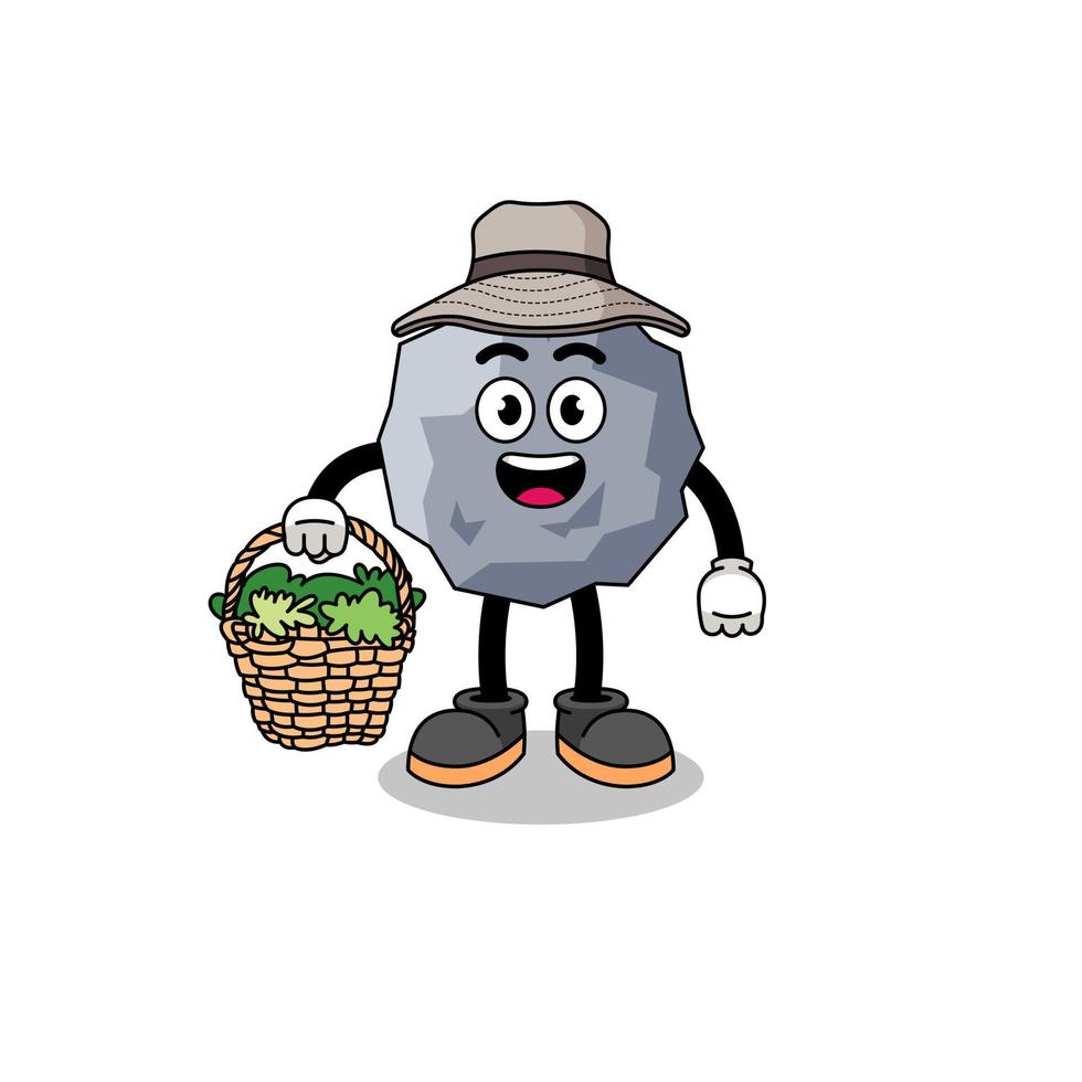 Character Illustration of stone as a herbalist vector