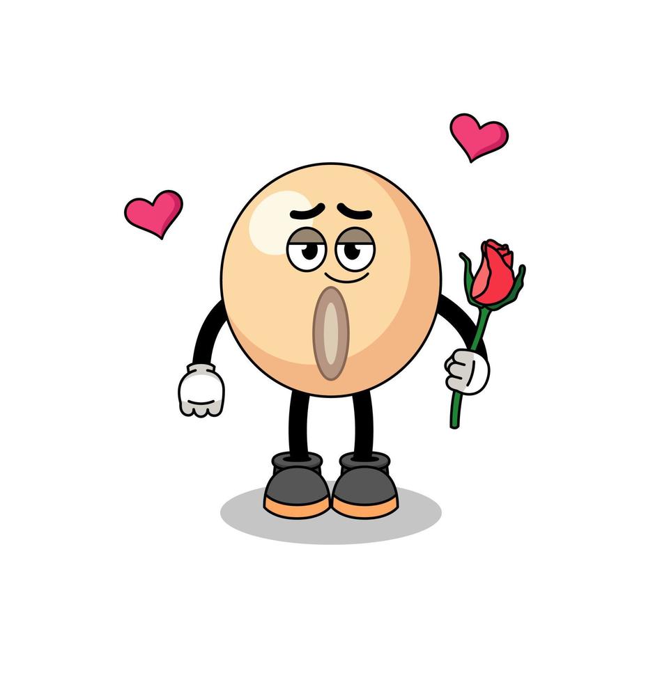 soy bean mascot falling in love vector