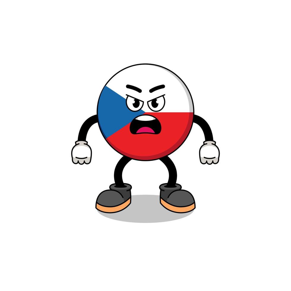 czech republic cartoon illustration with angry expression vector