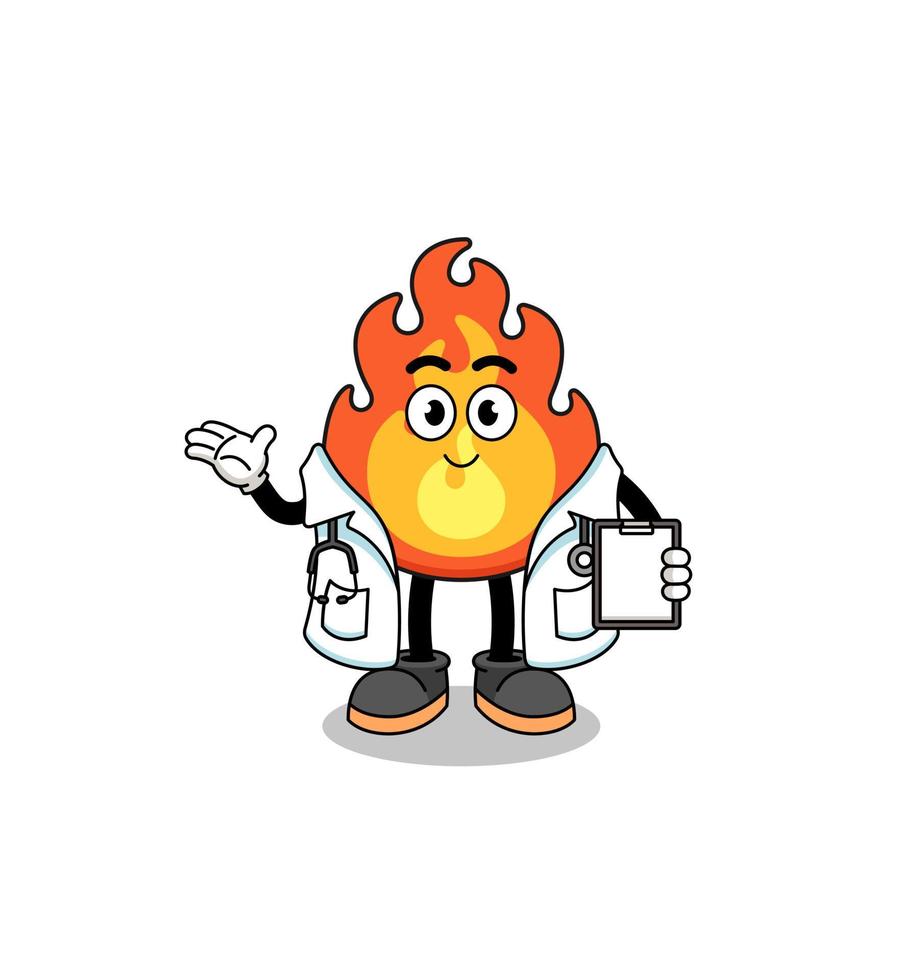 Cartoon mascot of fire doctor vector