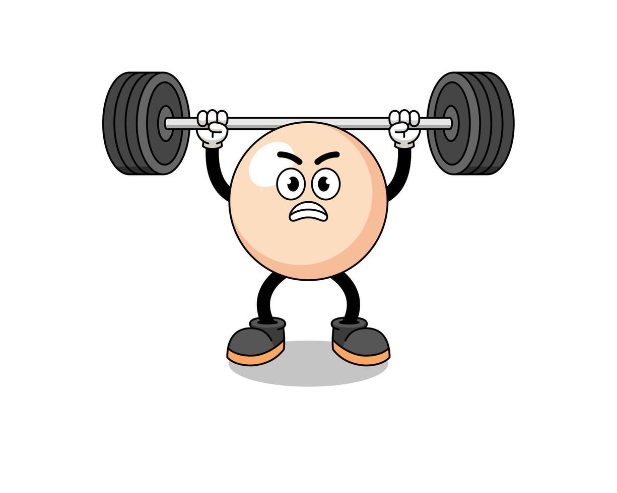 pearl mascot cartoon lifting a barbell vector