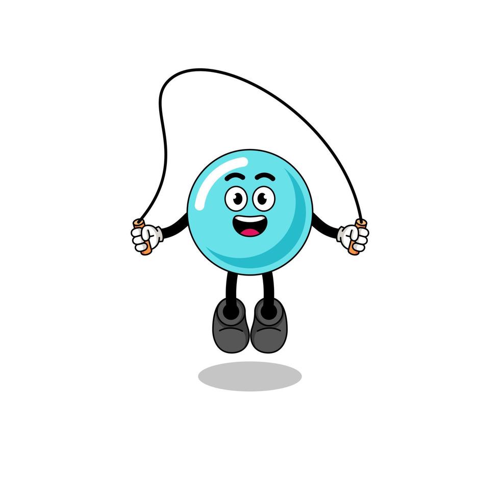 bubble mascot cartoon is playing skipping rope vector