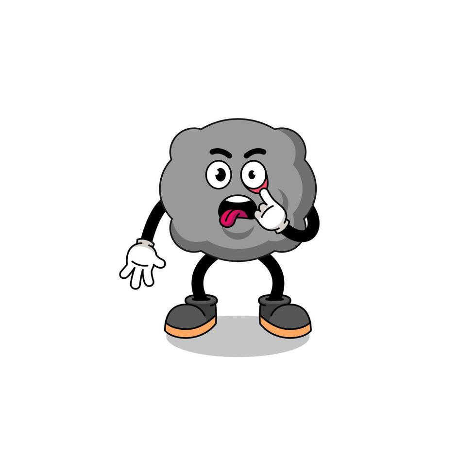 ilustración de personaje de nube oscura con lengua fuera vector
