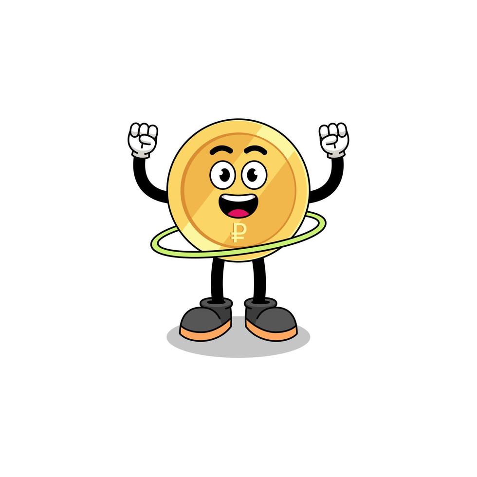 Character Illustration of russian ruble playing hula hoop vector