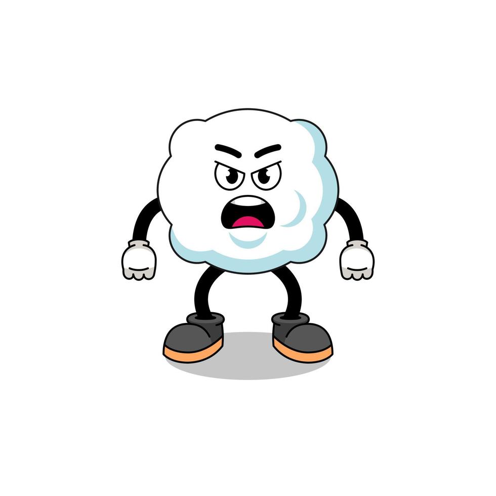 cloud cartoon illustration with angry expression vector