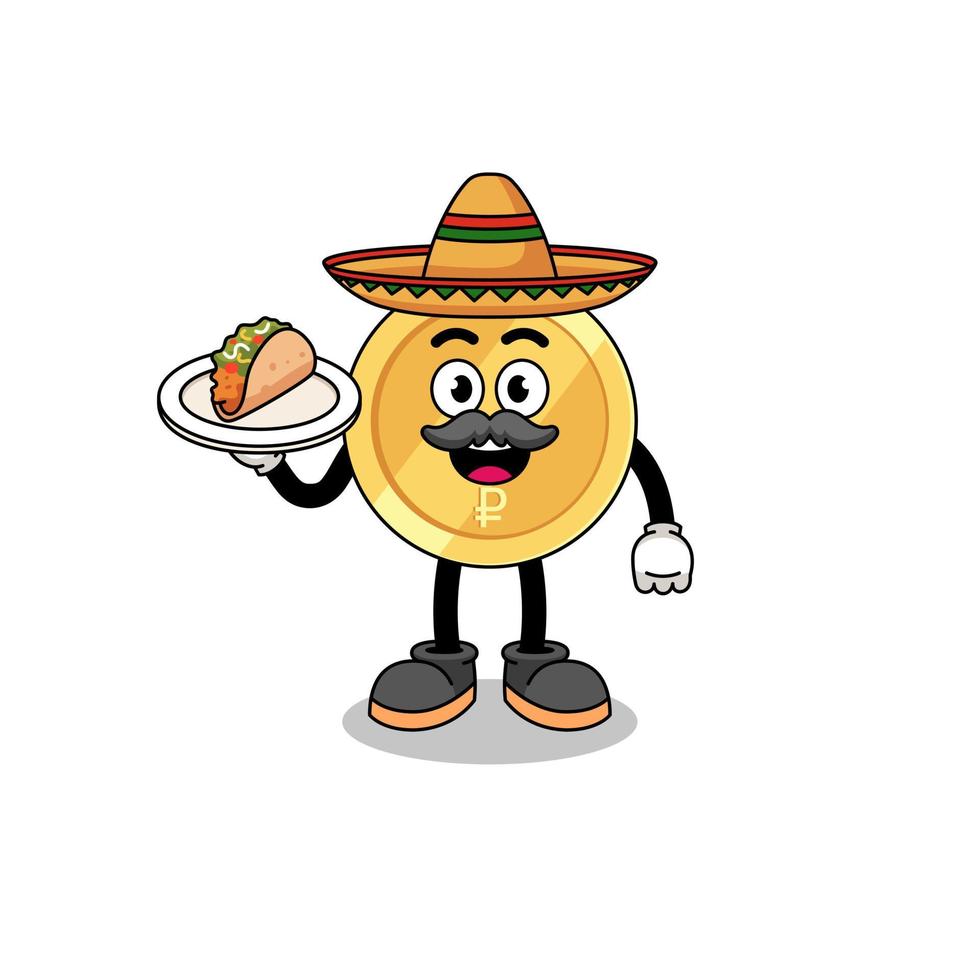 Character cartoon of russian ruble as a mexican chef vector