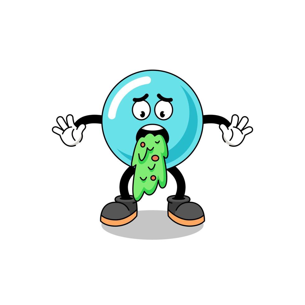 bubble mascot cartoon vomiting vector