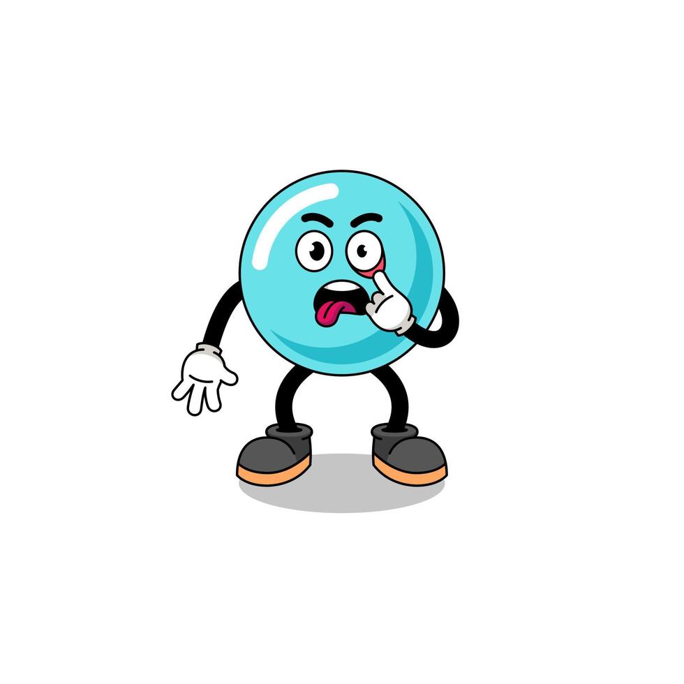 Character Illustration of bubble with tongue sticking out vector