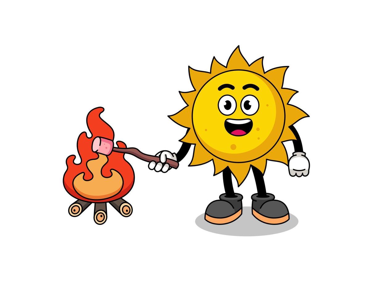 ilustración de sol quemando un malvavisco vector