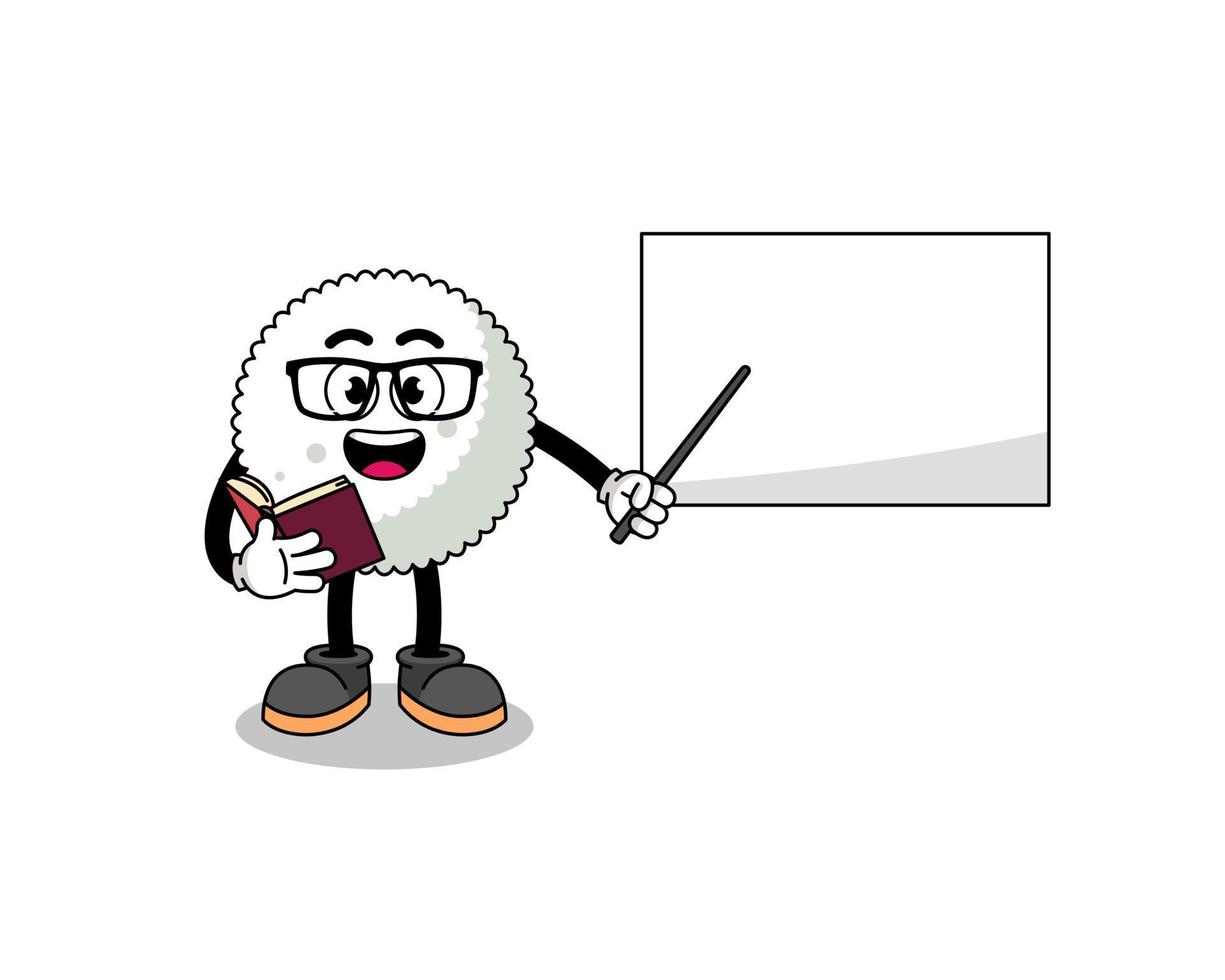 Mascot cartoon of rice ball teacher vector