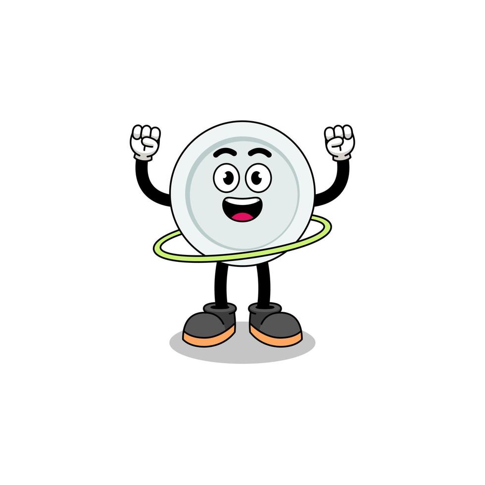 Character Illustration of plate playing hula hoop vector