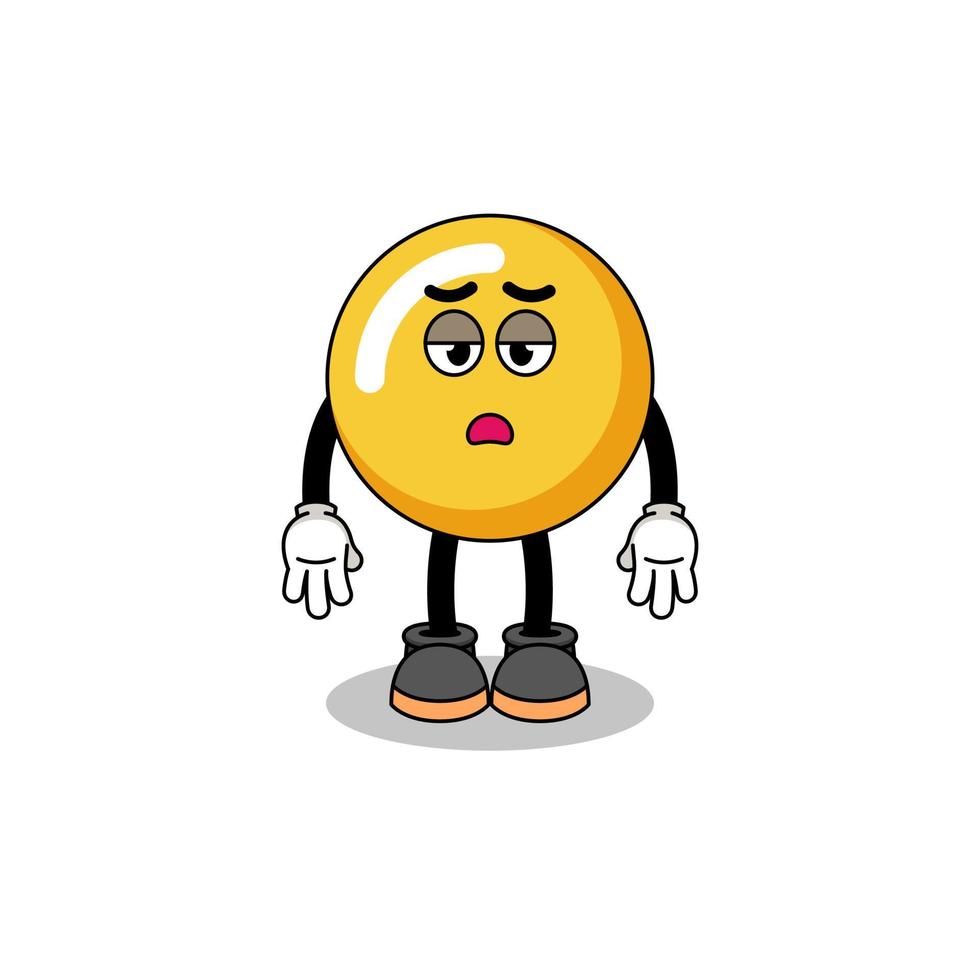 egg yolk cartoon with fatigue gesture vector