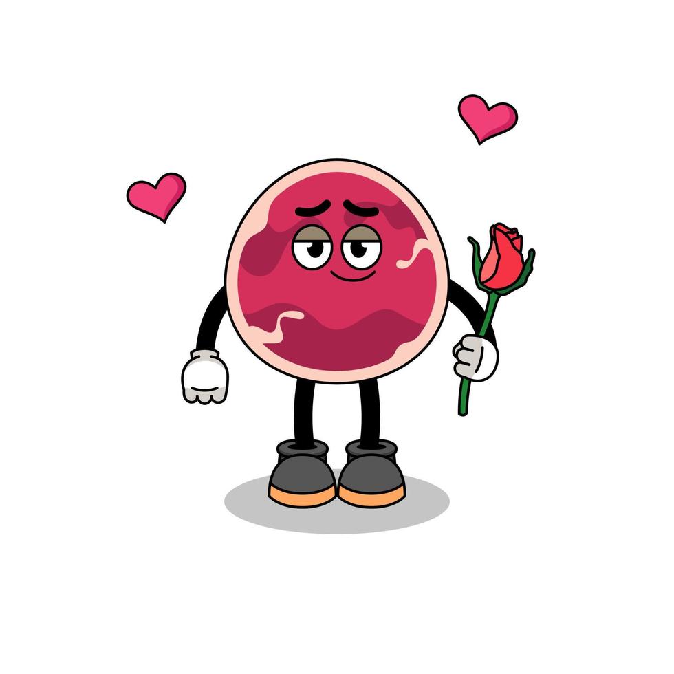 meat mascot falling in love vector