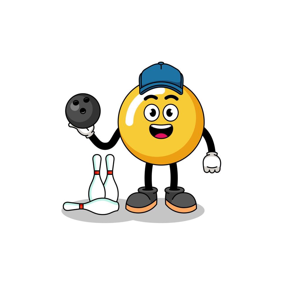 Mascot of egg yolk as a bowling player vector