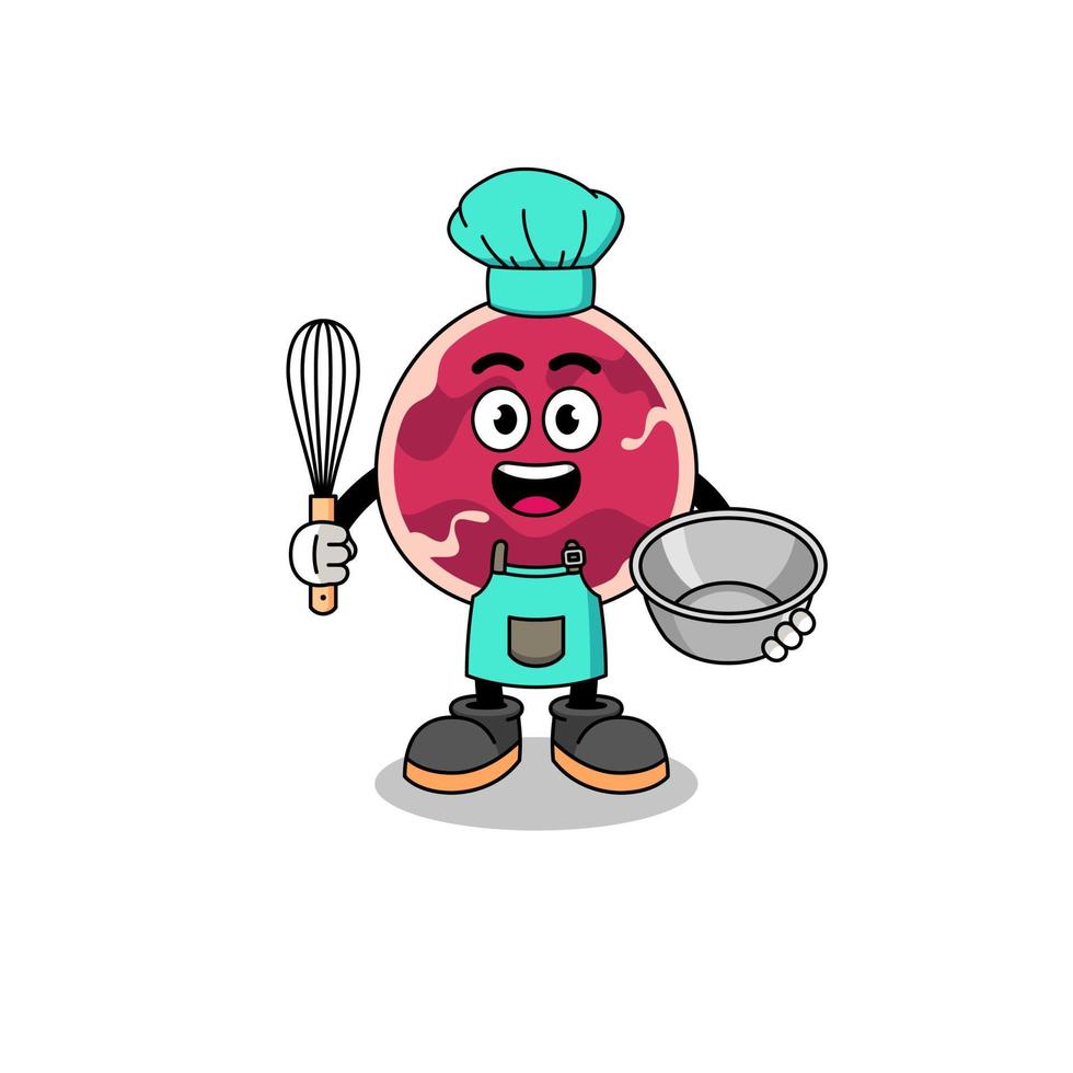 Illustration of meat as a bakery chef vector