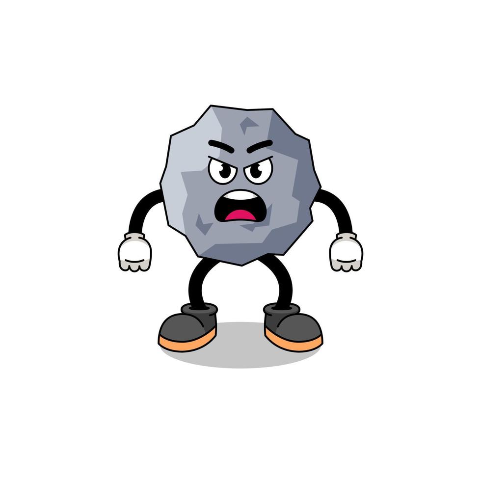 stone cartoon illustration with angry expression vector