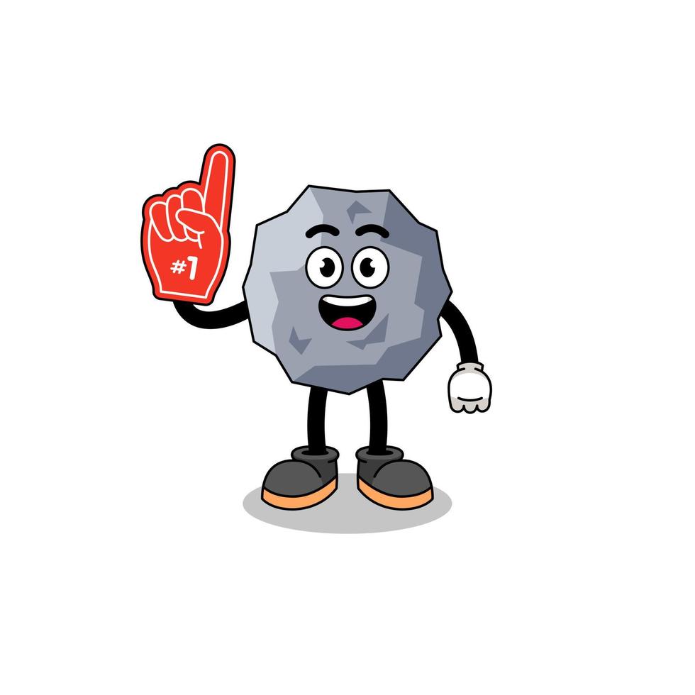 Cartoon mascot of stone number 1 fans vector