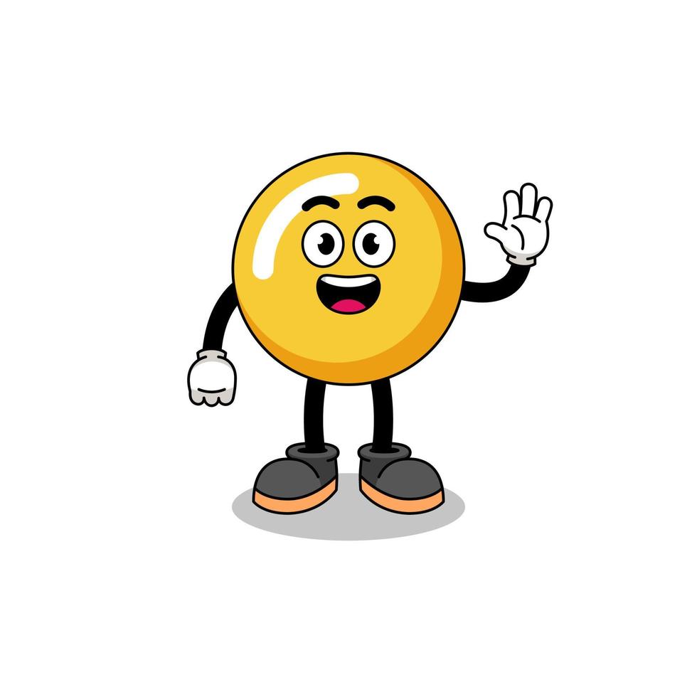 egg yolk cartoon doing wave hand gesture vector