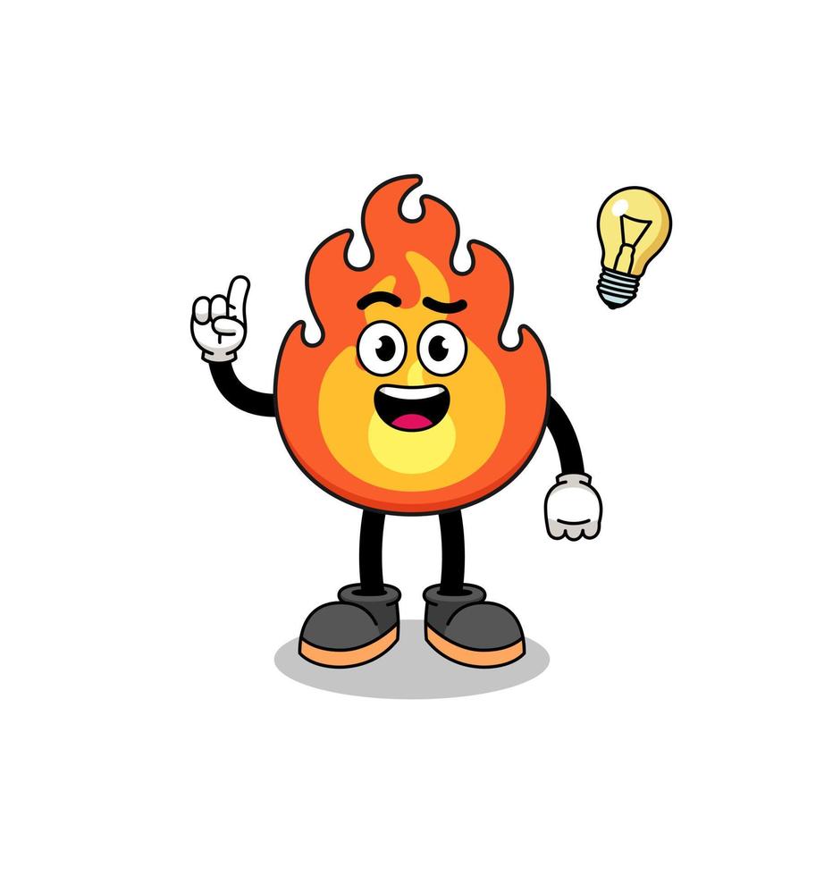 fire cartoon with get an idea pose vector