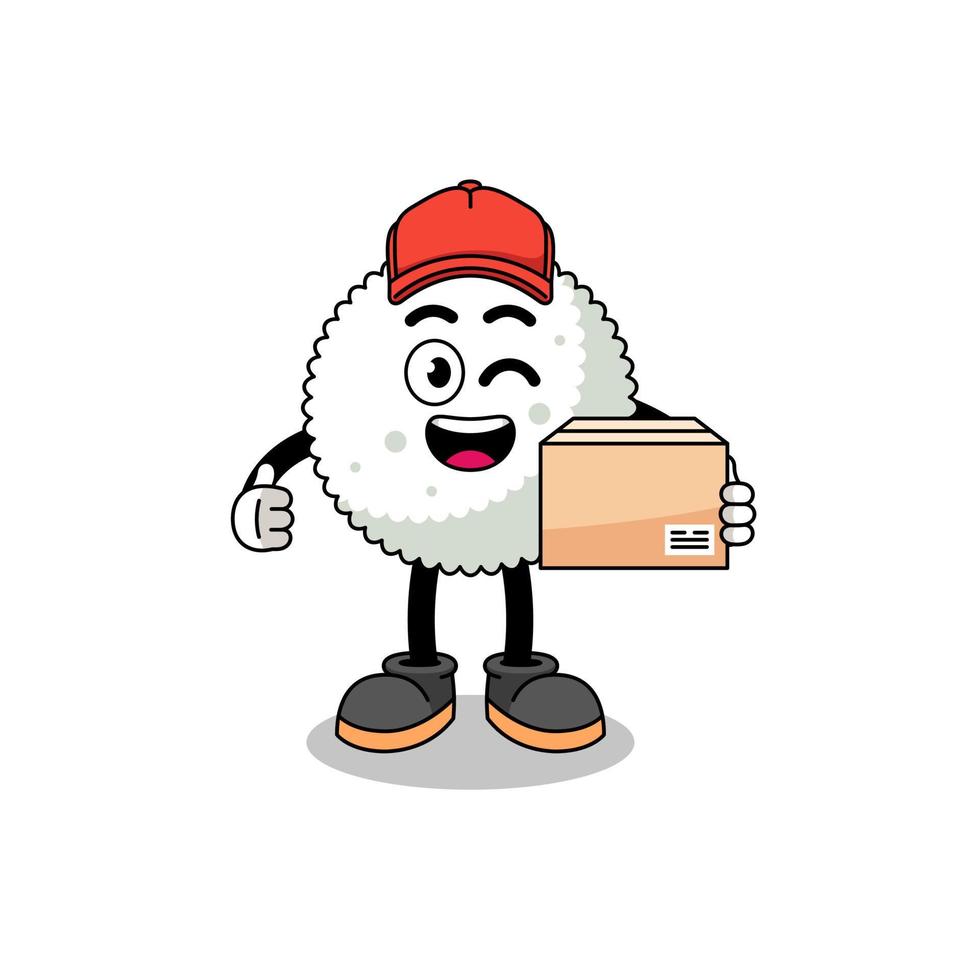 rice ball mascot cartoon as an courier vector