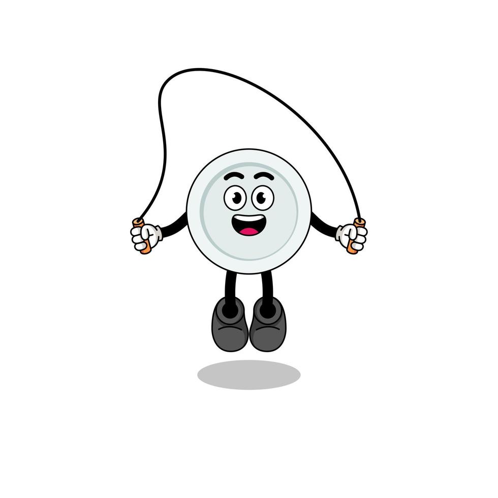 plate mascot cartoon is playing skipping rope vector