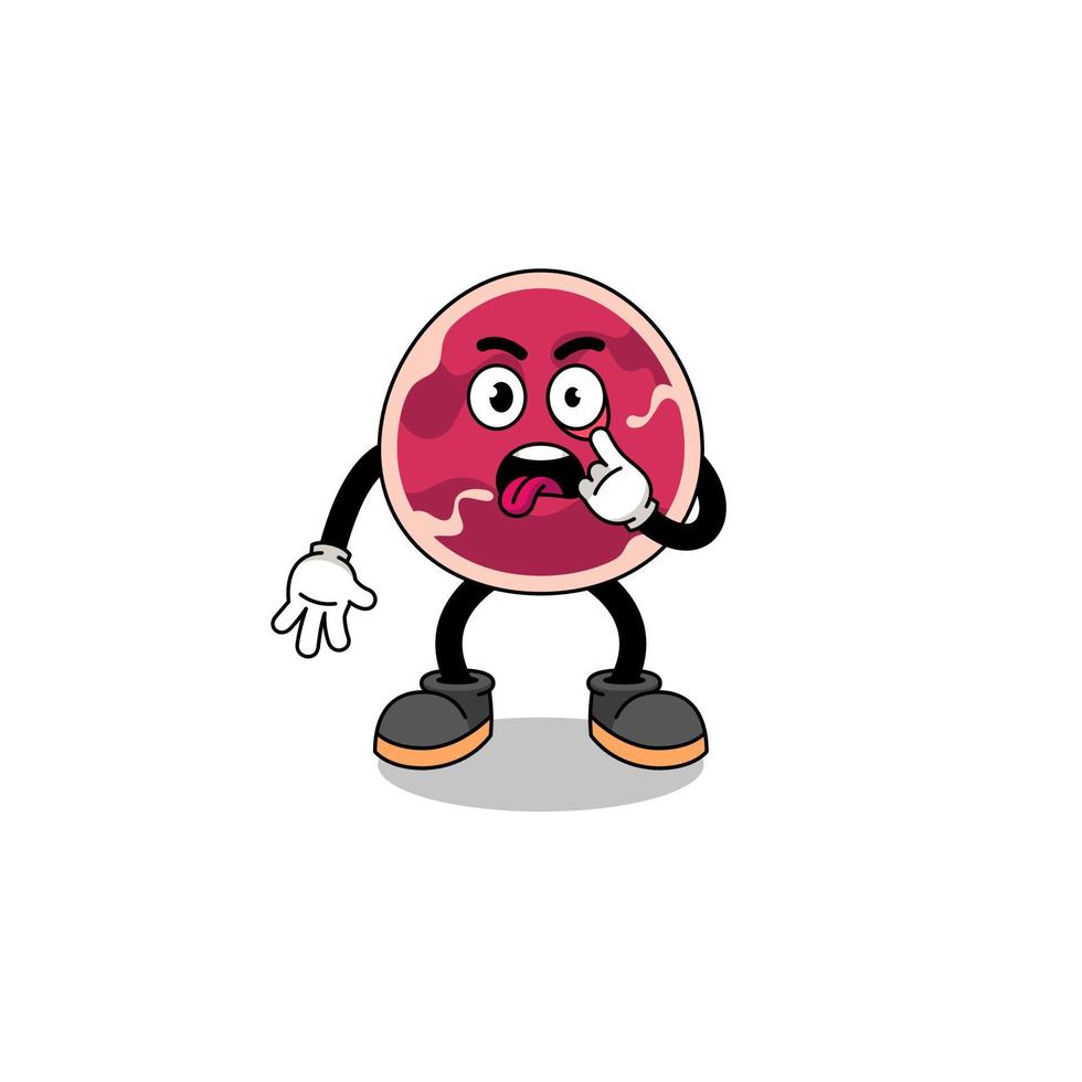 Character Illustration of meat with tongue sticking out vector
