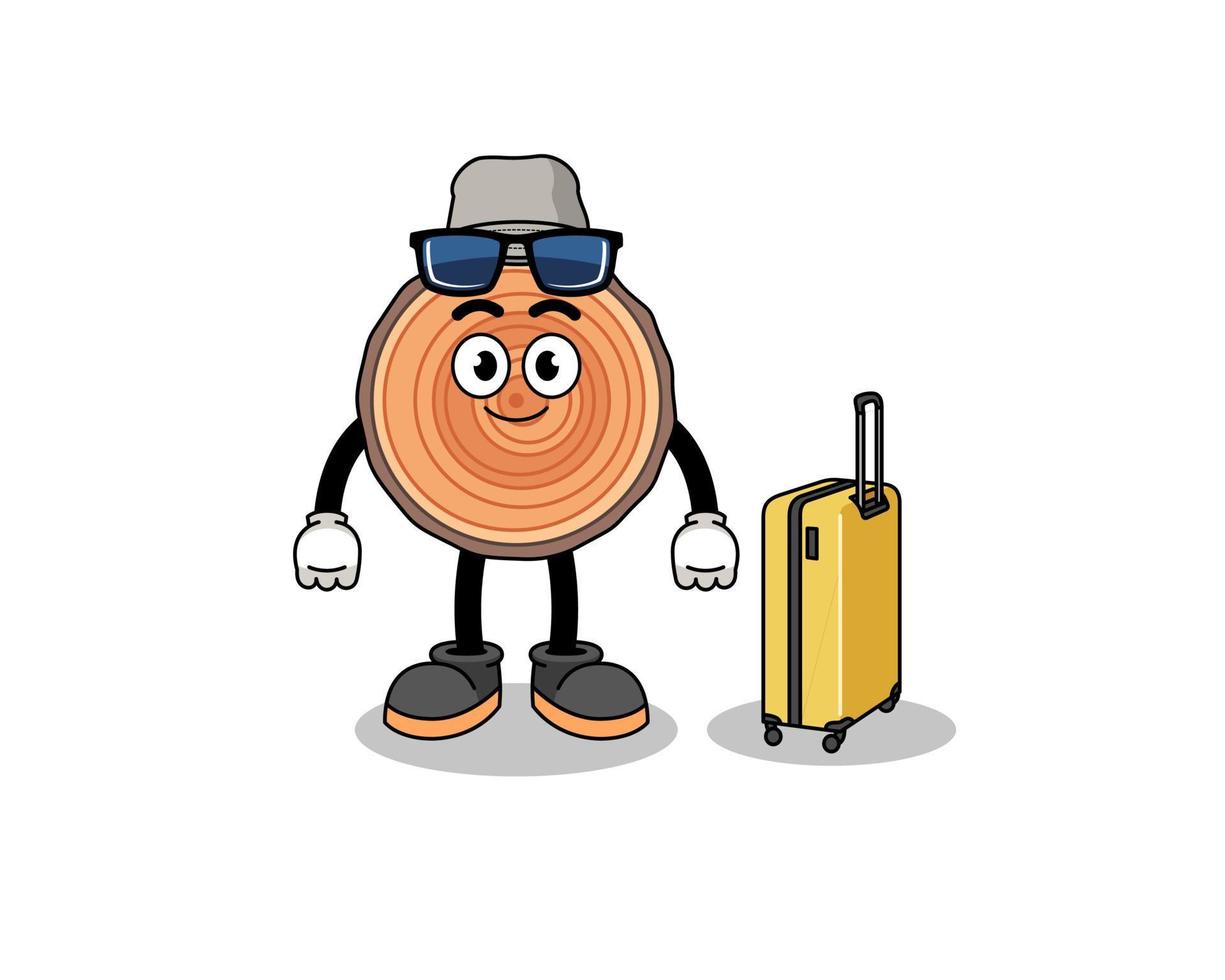 wood trunk mascot doing vacation vector