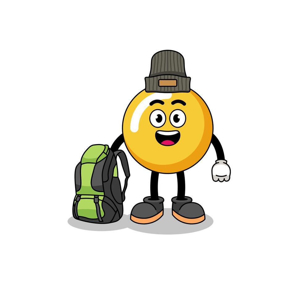 Illustration of egg yolk mascot as a hiker vector