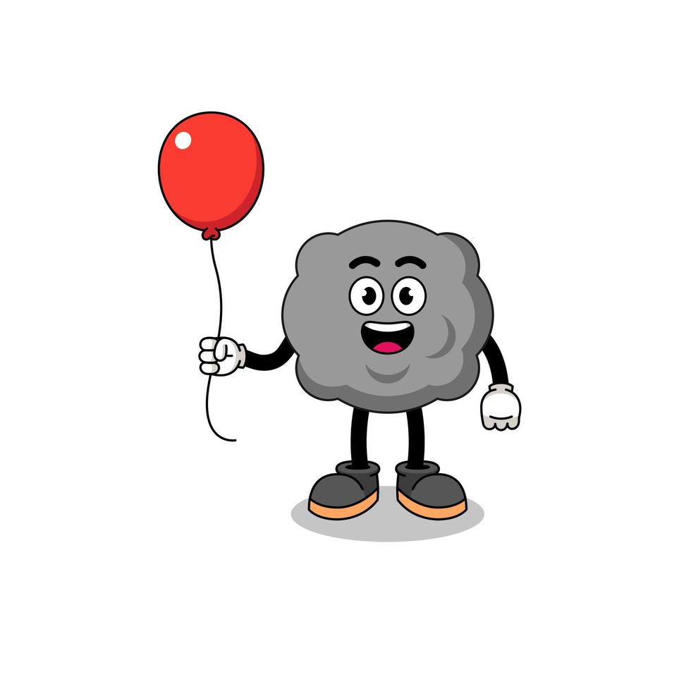 Cartoon of dark cloud holding a balloon vector