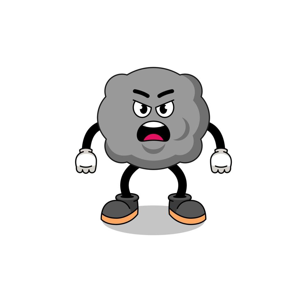 dark cloud cartoon illustration with angry expression vector