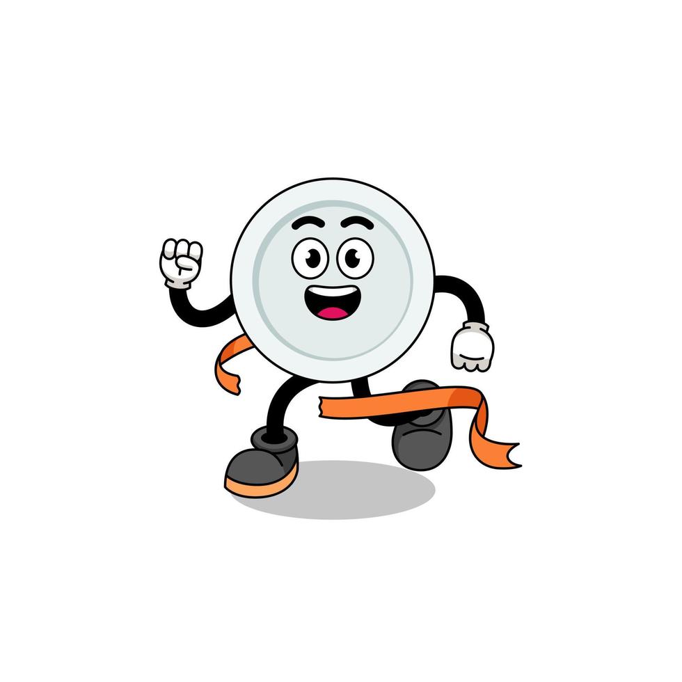 Mascot cartoon of plate running on finish line vector