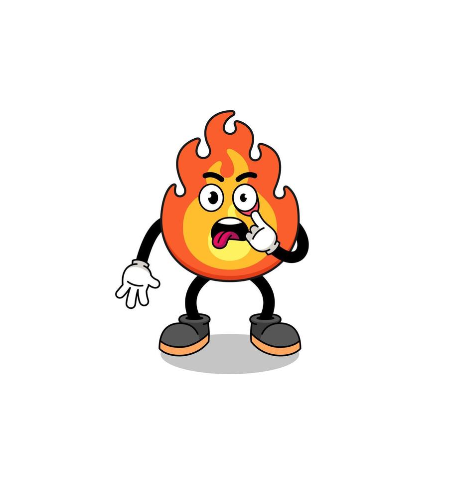 ilustración de personaje de fuego con lengua fuera vector