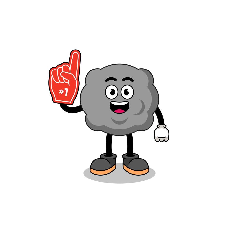 Cartoon mascot of dark cloud number 1 fans vector