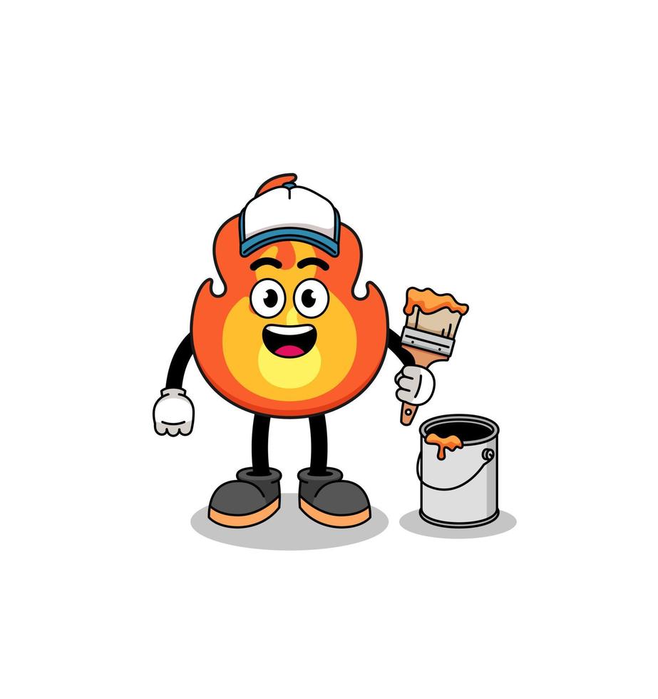 Character mascot of fire as a painter vector