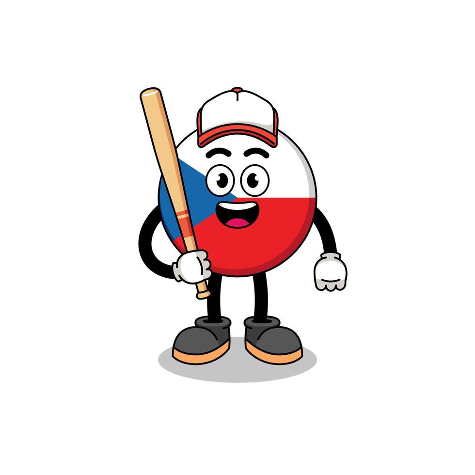 czech republic mascot cartoon as a baseball player vector