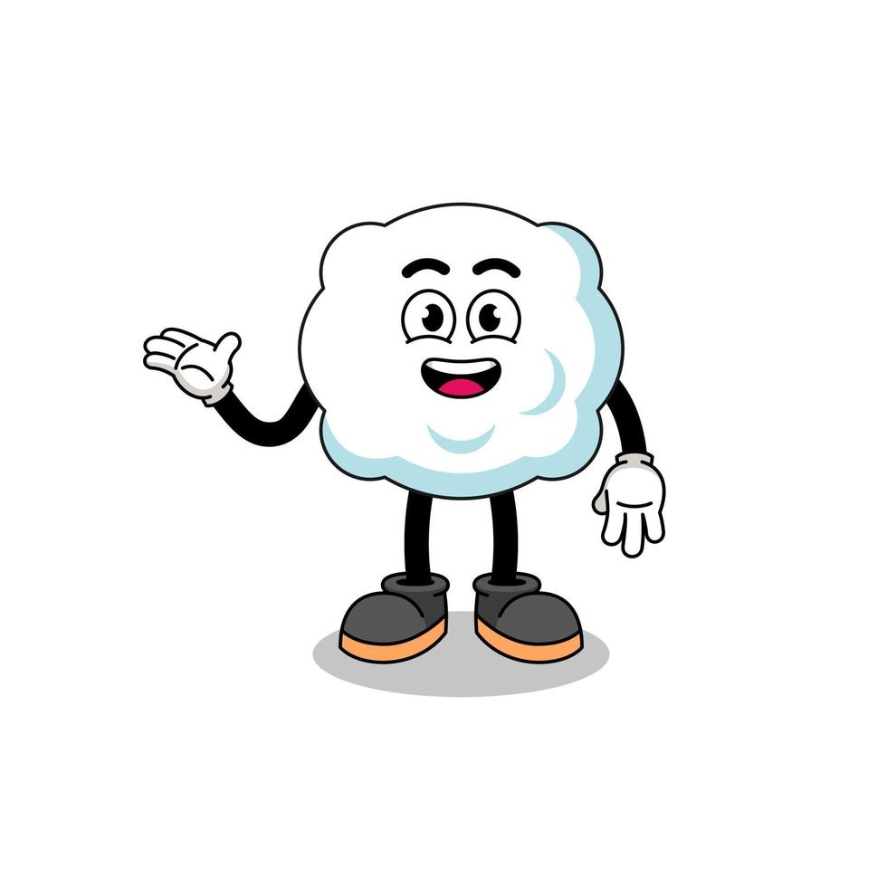 cloud cartoon with welcome pose vector