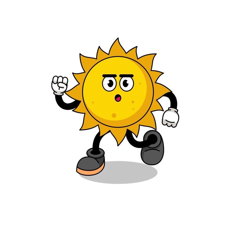 ilustración de mascota de sol corriendo vector