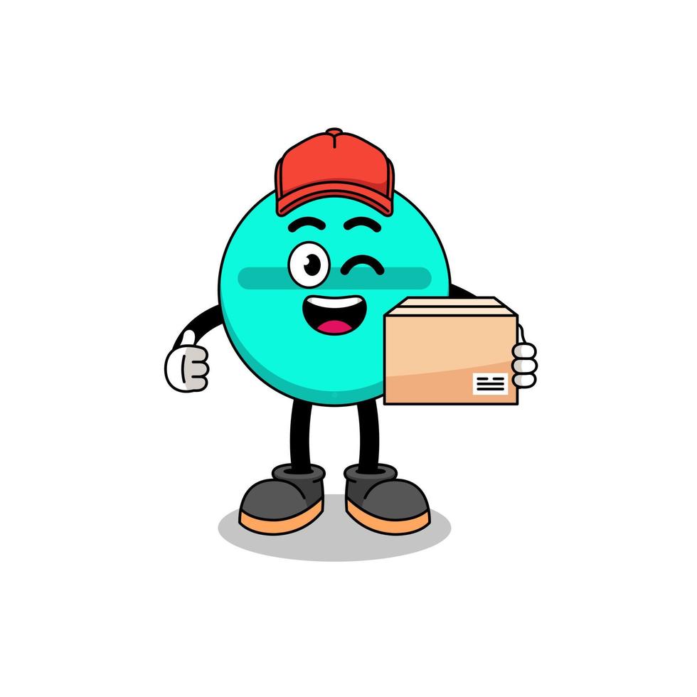 medicine tablet mascot cartoon as an courier vector