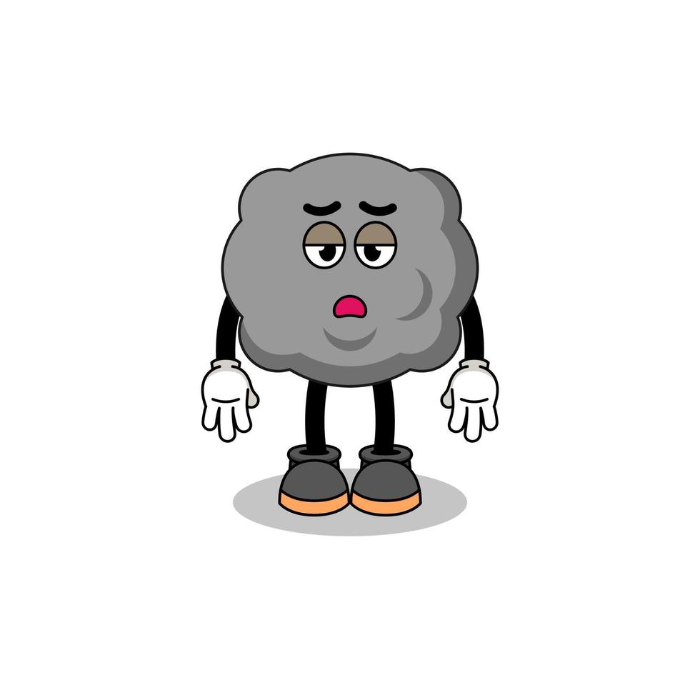 dark cloud cartoon with fatigue gesture vector