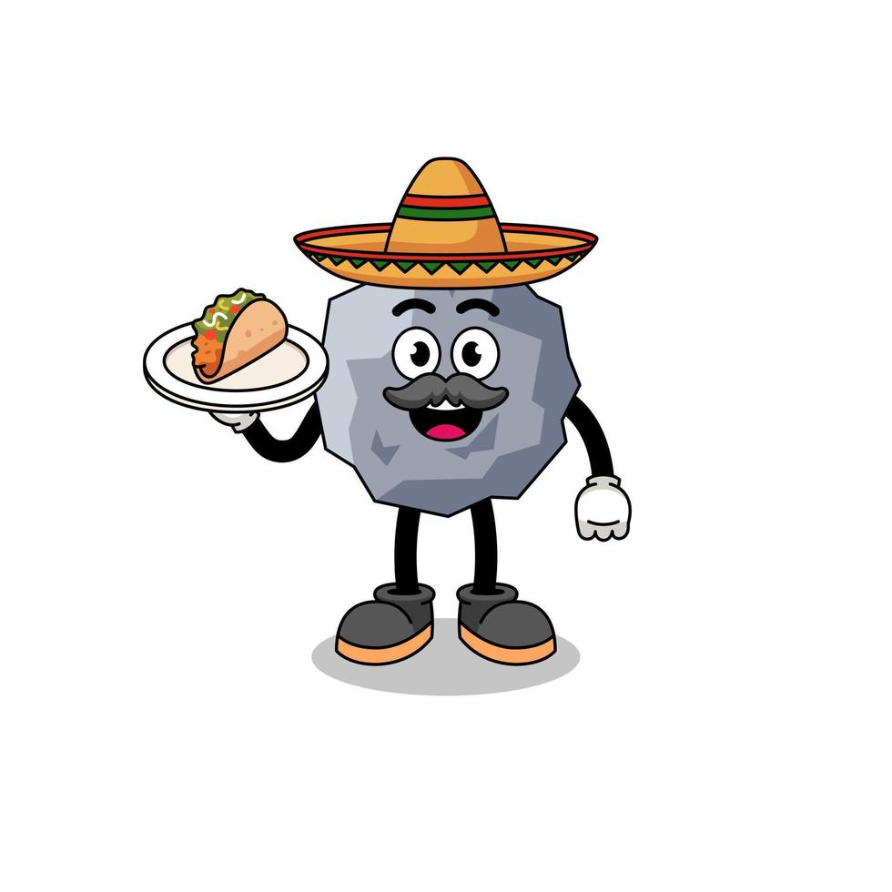 caricatura de personaje de piedra como chef mexicano vector